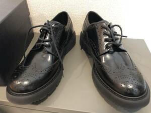 PRADA プラダ ウィングチップ レザーシューズ 7 1/2 美品 ブラック