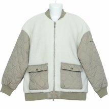 【極美品】Columbia★異素材mix♪トゥリースワローオムニヒートインシュレイテッド ジャケット 白×カーキ系 男女兼用L 熱反射で暖か z5741_画像1