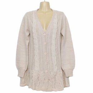 [ new goods *8400 jpy. tag attaching ] L'Est Rose * long cardigan knitted adult pretty race & lame! wool . pink beige group z5840