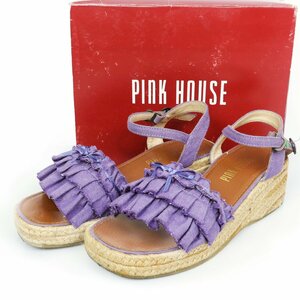  Pink House * adult pretty sandals shoes strap size M ribbon frill rare exclusive use boxed lavender series k2401