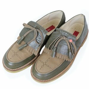  Pink House * moccasin ta with a self-starter leather style large size L moss green × light brown group k2440