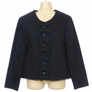 kettyケティ★　リボンのデザインがガーリーで可愛い襟なしジャケット！　黒系　z5993