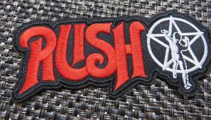 『赤黒RASH☆格闘男』激渋■ラッシュ　Rush　カナダ　スリーピース・ロックバンド刺繍ワッペン■激渋■ ミリタリー オートバイ　音楽MUSIC