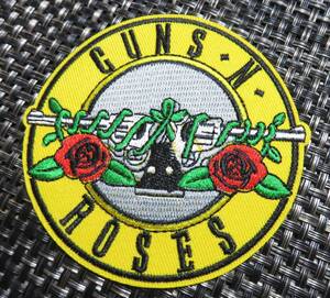 黄灰DX薔薇２丁拳銃■新品ガンズ・アンド・ローゼズUSアメリカ　ロックバンド　Guns n Roses 刺繍ワッペン激渋◆音楽■ミリタリー衣服DIY