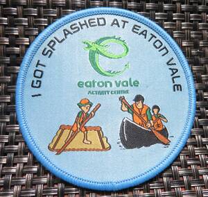 《カヌー競技》円型■ 新品　英国　イギリス『I GOt SPLASHED』UK Scouting Easton Vale Activity Centre 刺繍ワッペン激渋◆UK Nature 