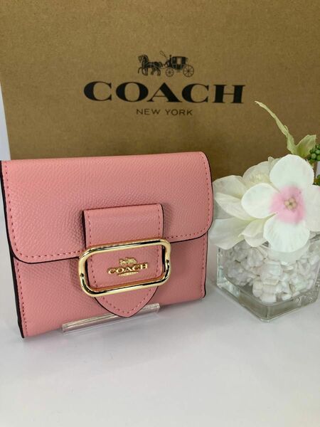 新品　未使用　COACH コーチ モーガン　ピンクスモール二つ折り財布