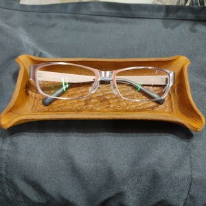  glasses tray cow leather tea color 