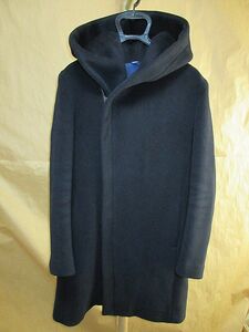 ジュンハシモト　jun hashimoto WRAP HOODED COAT カシミヤ　メルトン　ラップ　コート　ネイビー　2