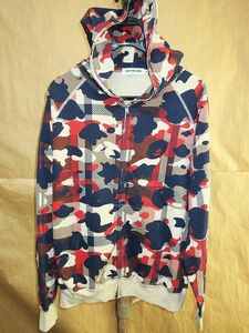 エイプ A BATHING APE　ラブジェネチェック　カモ　迷彩柄　ジップアップ　パーカー　M