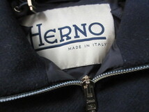 HERNO ヘルノ 　PI0831D　ウール切替 　ドッキング　レイヤード　フーテッド ダウン　コート　ジャケット 　38　ネイビー 国内正規品_画像4
