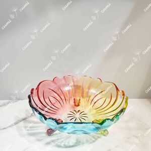 【1個】【大】ガラス 果物皿 お菓子皿 フルーツプレート 果物カゴ 小物入れ 瑠璃 虹色 高級 インテリア プレゼント 