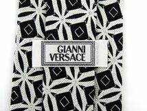 ジャンニ・ヴェルサーチ ブランドネクタイ チェック柄 シルク混 イタリア製 メンズ ブラック Gianni Versace_画像3