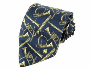  Dunhill brand necktie musical instruments pattern silk Italy made men's navy Dunhill