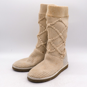  UGG knitted boots shoes shoes lady's 25cm size beige UGG