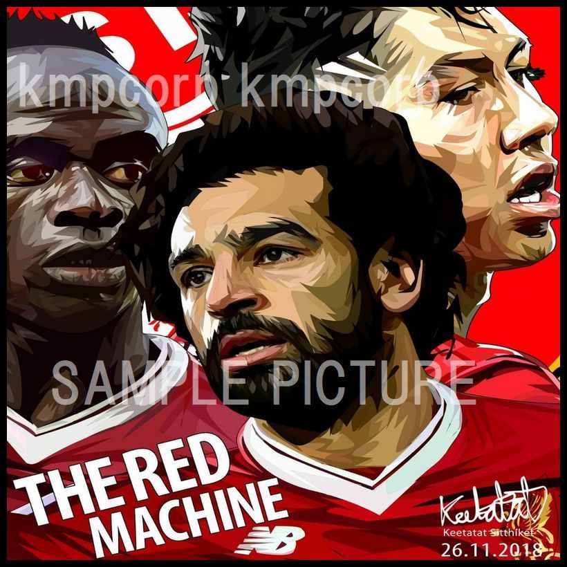 New work ■Liverpool FW trio Salah Firmino Mane■Overseas soccer art panel wooden wall hanging painting poster, soccer, Souvenir, Related goods, poster