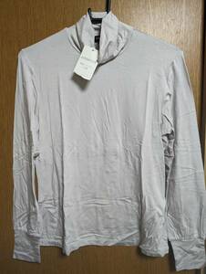INDIVI 昨季新品 グレージュ ジャージ素材 長袖タートルネックカットソー 大きいサイズ 42 12号 13号 XL インナーカットソー ロングTシャツ