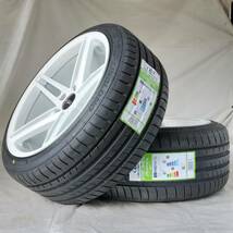 新品 18インチ 9J ＋15 5-114.3 ホワイト タイヤ付2本SET 225/40R18 ドリフト スタンス (W2355-0)_画像6