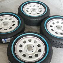 新品 デイトナ 13-4.5J＋40 4-100 ホワイト タイヤ付4本SET 165/65R13 ホワイトリボン バモス エブリイ NVAN (W2405-LL1)_画像2