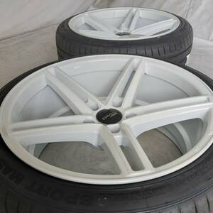 新品 18インチ 9J ＋15 5-114.3 ホワイト タイヤ付2本SET 225/40R18 ドリフト スタンス (W2355-0)