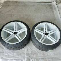 新品 18インチ 9J ＋15 5-114.3 ホワイト タイヤ付2本SET 225/40R18 ドリフト スタンス (W2355-0)_画像2