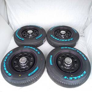  new goods Daytona 15-6.0J+45 6-139.7 black tire attaching 4ps.@SET 195/80R15 Goodyear Nascar Caravan E26 (W2120-1)