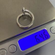 シルバー925純銀製 釘 クロスボール リング 16号 ネイルリング シルバー 重さ: 6.5g 指輪 (微調整できます) 新品 【送料無料】_画像6