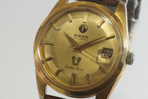 1円~【719】実働　RADO／ラドー　GoldenHorse／ゴールデンホース　手巻き　デイト　メンズ　30JEWELS　ゴールド文字盤　　_画像1