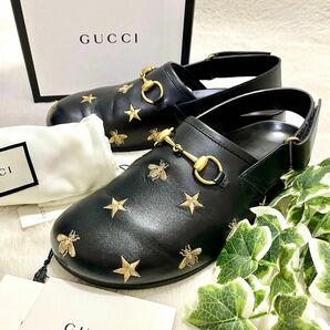 美品 箱付き GUCCI グッチ ビー スター ホースビット スライド サンダル