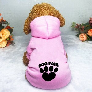 犬服 Dog ペット服 ロゴ入り パーカー 冬服 裏起毛 ピンク M イタリアングレーハウンド キャバリア シーズー シェットランドシープドッグ