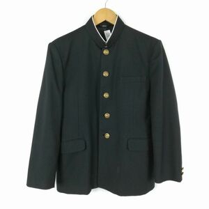 学生服 学ラン 165A 男子 上着 ウール混 標準型学生服 ラウンドカラー サージ 黒 中古 ランクC a3 JJ5294