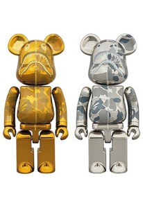 【新品未開封】BE@RBRICK BAPE CAMO SHARK 200% 超合金 SILVER & GOLD 金銀セット MEDICOM TOY メディコムトイ ベアブリック NIGO KAWS