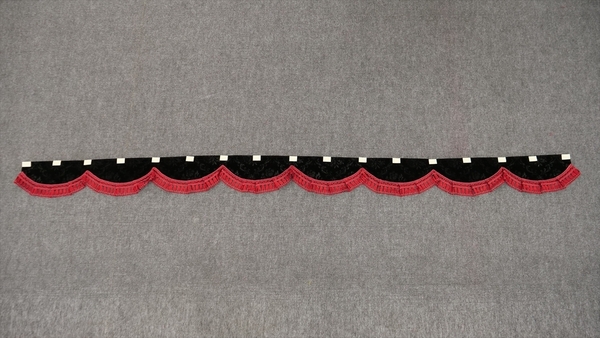 フロントカーテン　両面　ローレル　黒　ブラック　大型　巾2200　丈150　波型２　マジックテープ付　フレンジ　赤