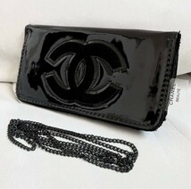 シャネル ノベルティ ショルダーポーチ CHANEL ブラック チェーン付き ロゴ クラッチ ショルダーバッグ バッグポーチ　非売品　新品未使用_画像2