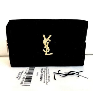 イヴサンローラン ノベルティ ポーチ YVES SAINT LAURENT ベロア コスメ ブラック ロゴ 非売品　新品未使用品