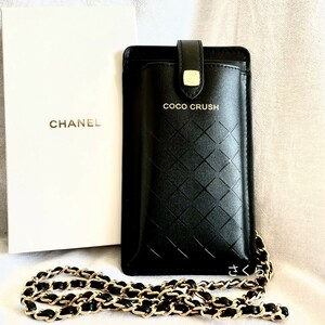 シャネル ノベルティ ポーチ カードケース チェーン付きCHANEL ショルダー ブラック がけ　ブラック　黒スマホケース　非売品新品未使用品