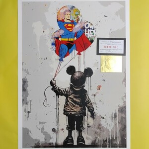 DEATH NYC 世界限定100枚 アートポスター　Banksy　バンクシー ディズマランド ミッキーマウス Balloon 風船　現代アート ストリートアート