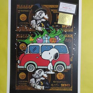 DEATH NYC 世界限定100枚 アートポスター SNOOPY スヌーピー プレゼント クリスマス キャロル PEANUTS トムエバハート 現代アートの画像4