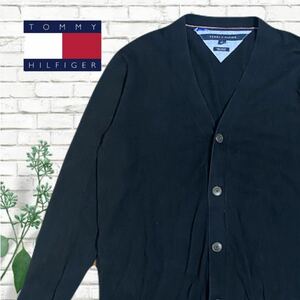 A-117★TOMMY HILFIGER トミーヒルフィガー★ブラック黒色 長袖ニット カーディガン M