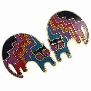 A9507◆【LAUREL BURCH】◆ カラフルなネコ エナメルペイント キャットモチーフ AZTEC CAT ◆ イヤリング ◆