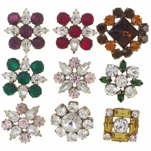 C7184* 9 piece S size smaller many color beautiful Vintage button * Czech production glass rhinestone * hand made * handicrafts *