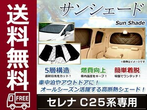 C25 セレナ サンシェード シルバー仕様 日よけ 日焼け 紫外線 UVカット車上荒らし 盗難 防犯 目隠し 遮光 断熱 プライバシー 旅 レジャー