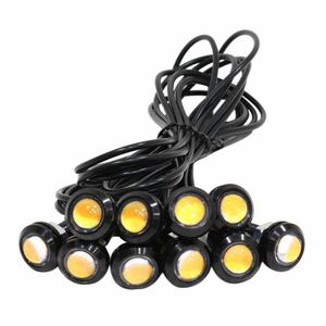 Б スポットライト LED イーグルアイ イエロー 10個セット 12V 高輝度 超小型 デイライト 18mm 防水仕様 常時点灯 ボルト 牛目