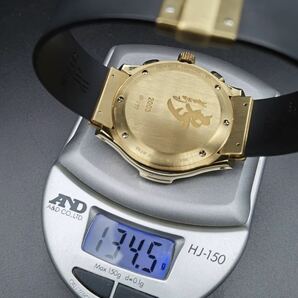 中古美品 ウブロ HUBLOT エレガントクロノ1810.3 星野仙一モデル 77本限定 クロノグラフ デイト K18 YG 750 グレー文字盤 メンズ 腕時計の画像4