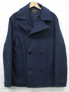 2J3888#YEALOW indigo wool pea coat yellow Cushman 