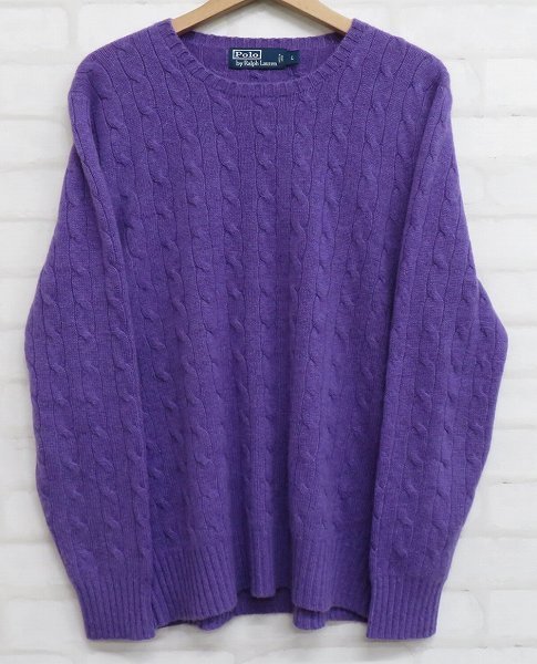 7T0089■ラルフローレン カシミヤケーブルニット RALPH LAUREN 