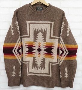 6T9636#PENDLETON×B:MING by BEAMSneitib pattern wool . knitted pen dollar ton Beams sweater 