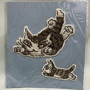 わちふぃーるど ダヤン BABY'05 アイロンワッペン 「ジャーンプ！」Wachifield DAYAN 猫 刺繍ワッペン 未使用品