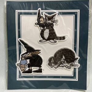 わちふぃーるど ダヤン 絵本ミニワッペン「魔女がひろった赤ん坊」アイロンワッペン Wachifield DAYAN 猫 刺繍ワッペン 未使用品