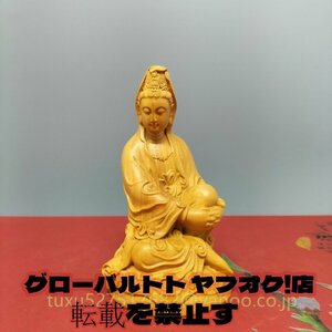 新品 木彫 仏教美術 観音菩薩 仏像 彫刻 置物 開運 風水