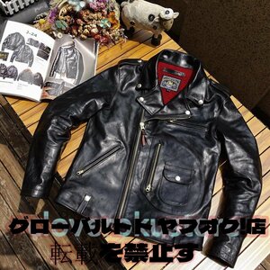 茶芯 馬革 レザージャケット 本革 ホースハイド 植鞣し 革ジャン バイクレザー アメカジ メンズ S～4XL 選択3XL